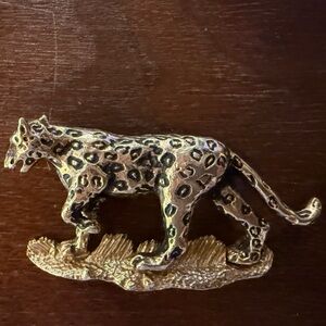 Gold Leopard Brooch with Black Spot Detailing